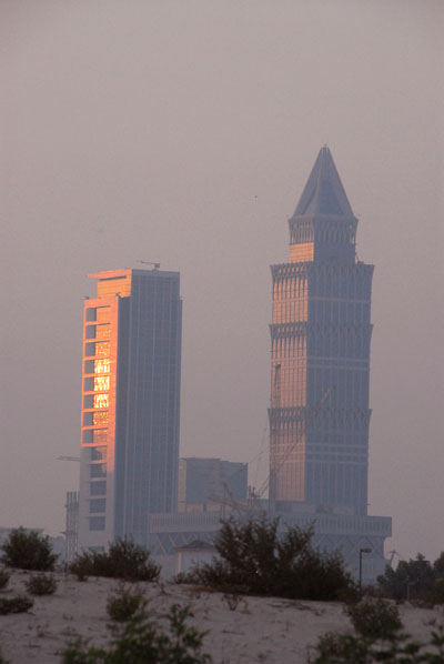 Sunset reflecting off Capricorn Tower, UP Tower