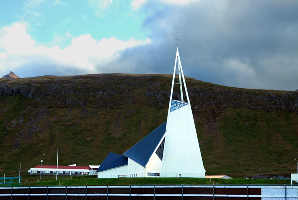 One of Icelands many ultra-modern churches, this one in lafsvk