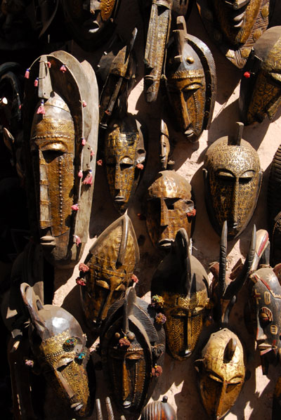 Carved African masks, Maison des Artisans