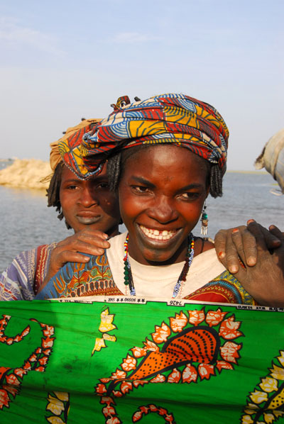 Bella woman showing us some fabric