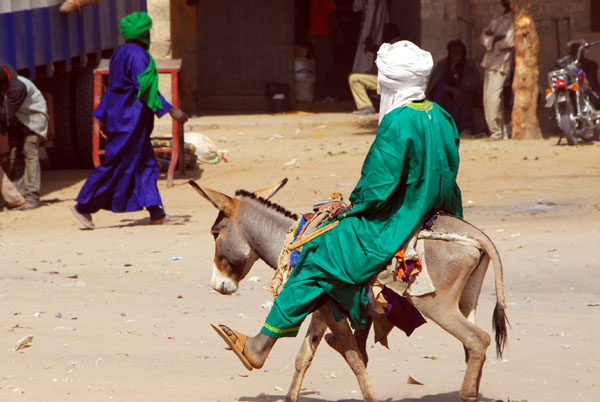 Tuareg on a tiny donkey, Timbuku