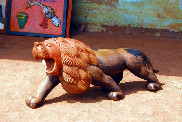Carved wooden lion, Abomey, Benin