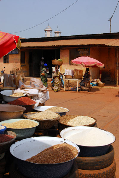 Roadside stand selling grain