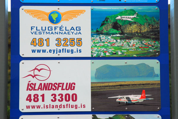 Flugflag Vestmannaeyja and slandsflug, two air taxi companies to the Westmann Islands