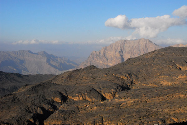 Nearing the road's summit between the coastal and interior Oman