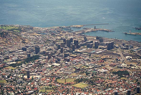 Downtown Cape Town from the top of Table Mountain