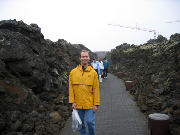 Walkway to the spa is through an old lava field
