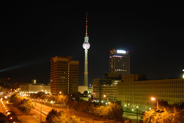 East Berlin - Alexanderplatz with Fernsehturn at night