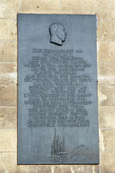 Plaque on the Kaiser-Wilhelm-Gedchtniskirche