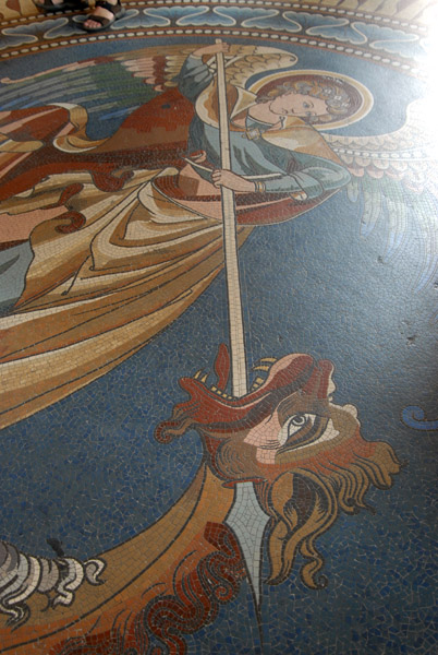 St. George and the Dragon on the floor of the Gendenkhalle