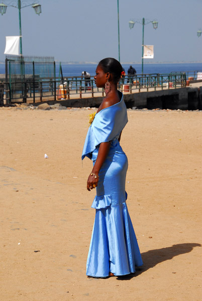 Senegalese woman in a beautiful blue dress
