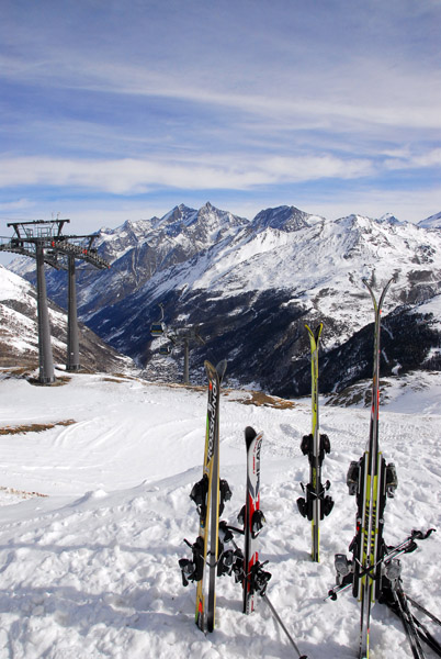 Skis planted, Schwarzsee Parasise, Zermatt