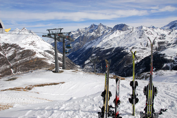 The town of Zermatt is in the distant valley