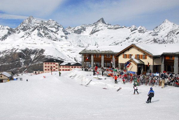 The slopes surrounding Zermatt are full of restaurants with inviting terraces for taking a break