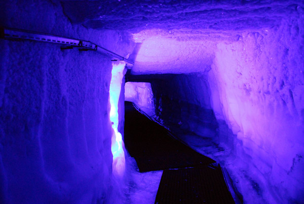 The Swiss carved a tunnel into the glacial ice on near the summit of the Matterhorn Glacier Paradise Cable Car