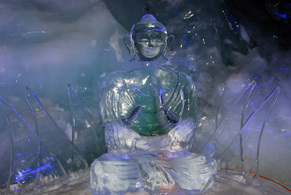 Buddha, Glacier Palace ice sculpture, Zermatt