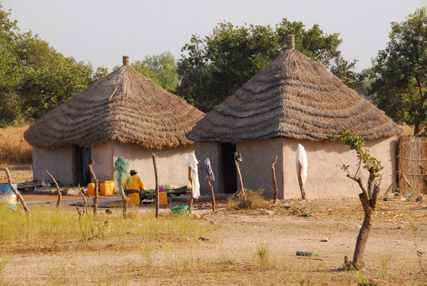 Square thatched huts, Senegal