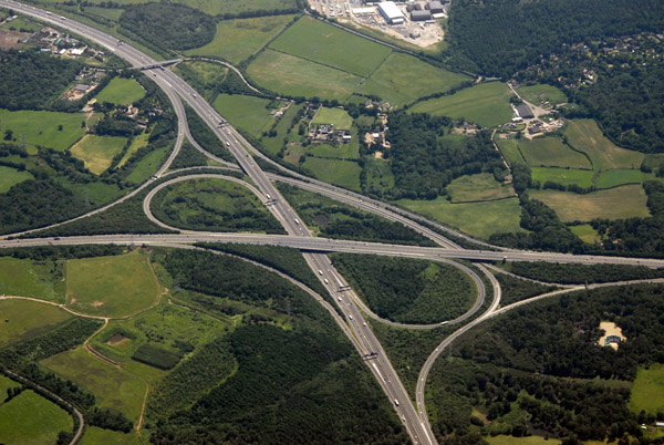 Junction of the M40 and M25 motorways north of London