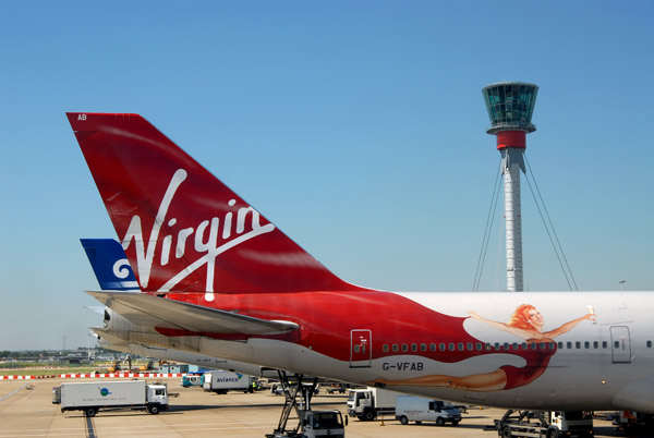 Tail of Virgin Atlantic 747 G-VFAB Lady Penelope