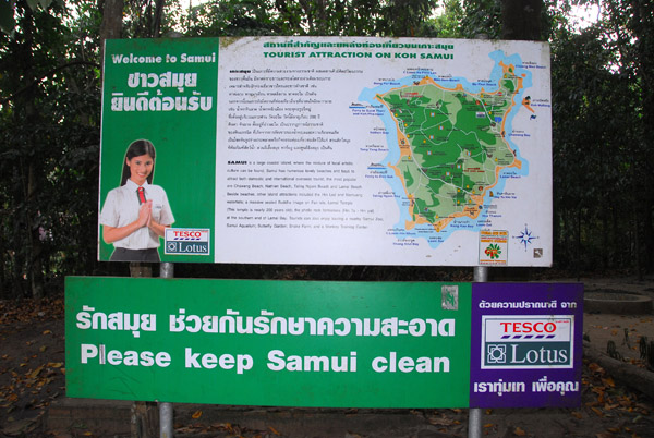Map with tourist sites on Koh Samui