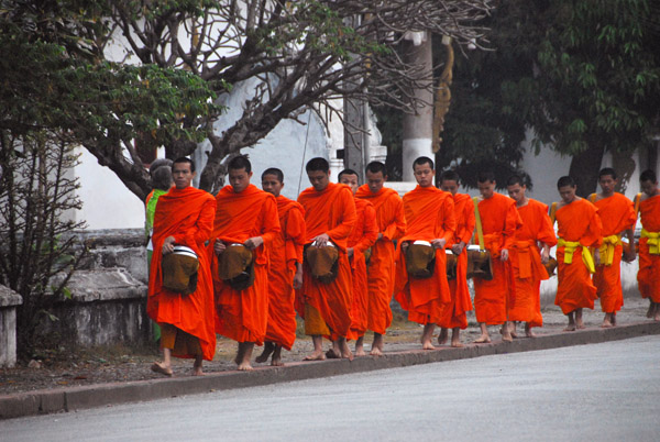 Monk procession, Luang Prabang