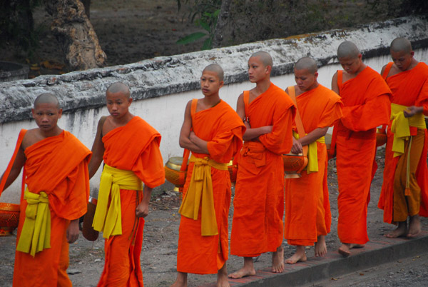 Novice monks freshly shaven