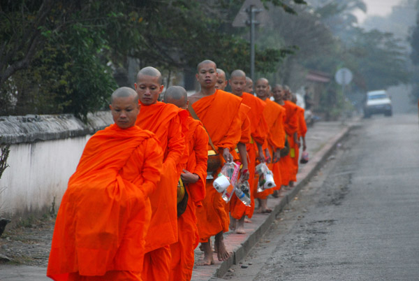 Monk procession, early morning Luang Prabang