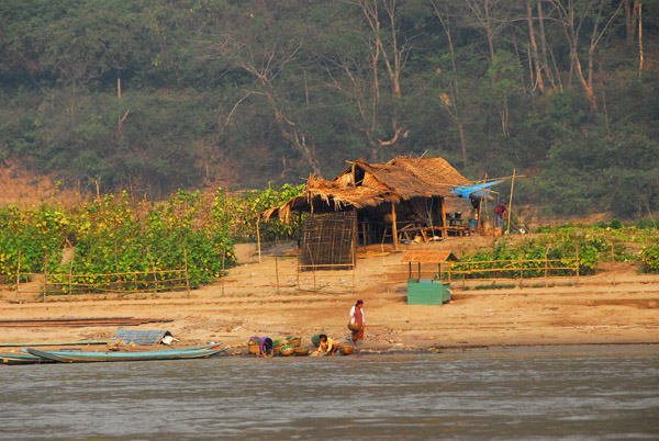 Small plots of farmland along the Mekong River