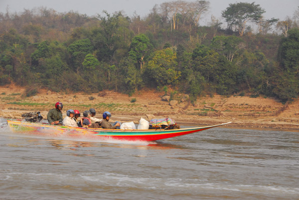Thai-style longtail speed boat, Mekong River