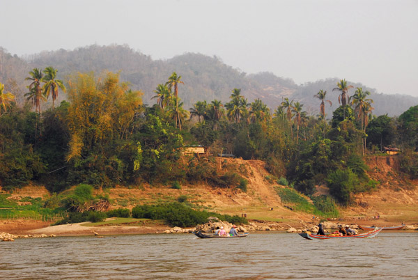 Small boats on the Mekong River, Laos