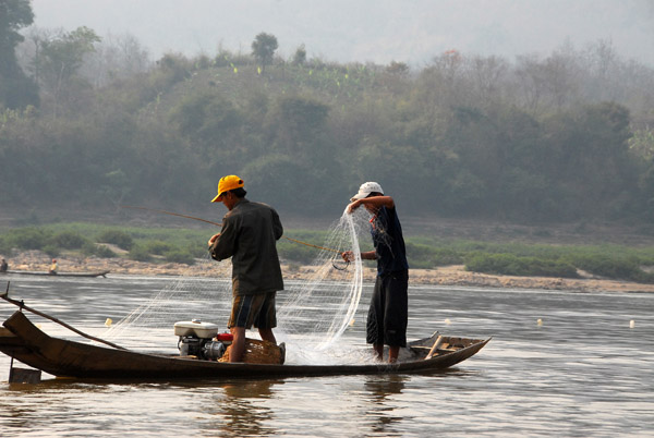 Fishermen using nets on the Mekong