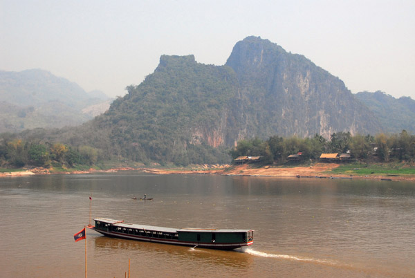 River boat on the Mekong seen from Pak Ou Buddha Caves