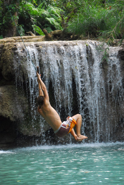 Rope swing at one of the pools