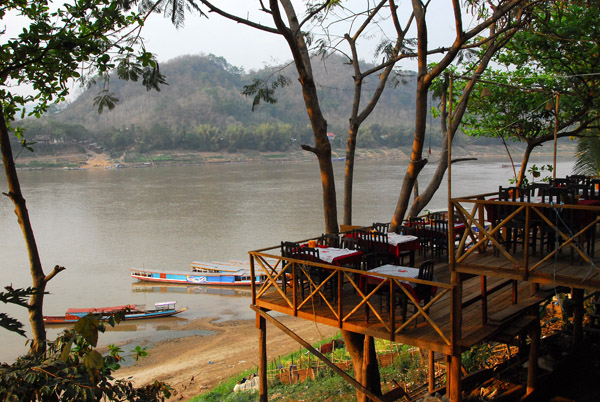 Patio of the Boungnasouk Restaurant with a fine view of the Mekong River, Luang Prabang