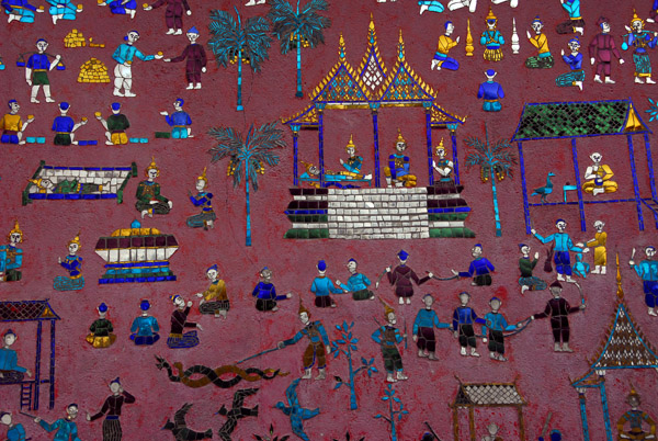 Mosaic detail, Wat Xieng Thong, Luang Prabang