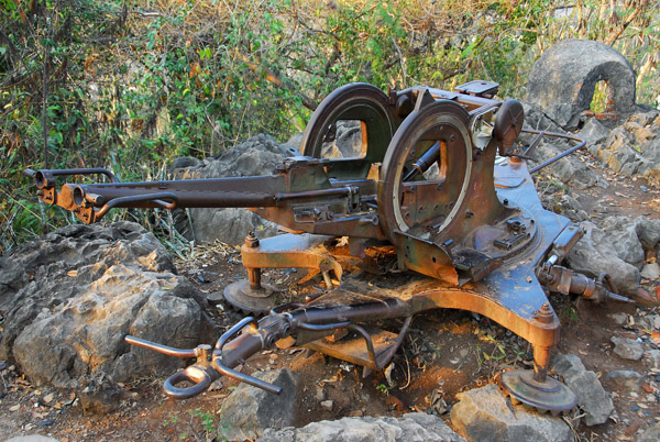 Remains of an anti-aircraft gun, Phousi Hill, Luang Prabang