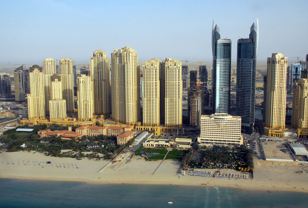 JBR with the Ritz Carlton on the beach to the left, Dubai Marina
