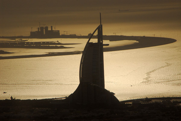 Silhouette of Burj al Arab and Palm Jumeirah, Dubai