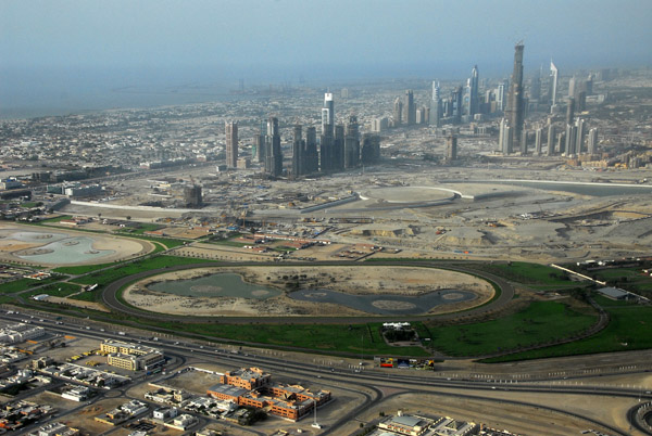 Godolphin equestrian center and skycrapers of Sheikh Zayed Road