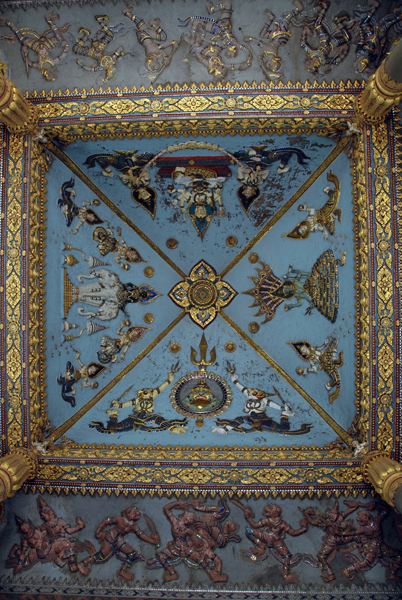 Ornate ceiling beneath the dome, Patuxai