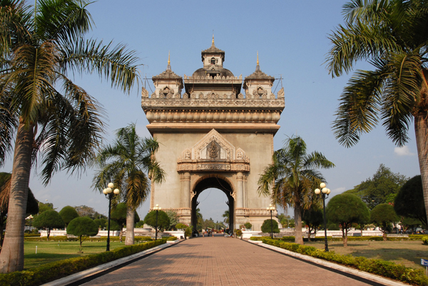 Patuxai, the Lao Arch of Triomph, built in the 1960s