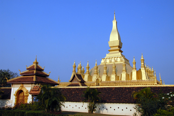 The cloister around Pha That Luang was added by King Anouvong, early 1800s