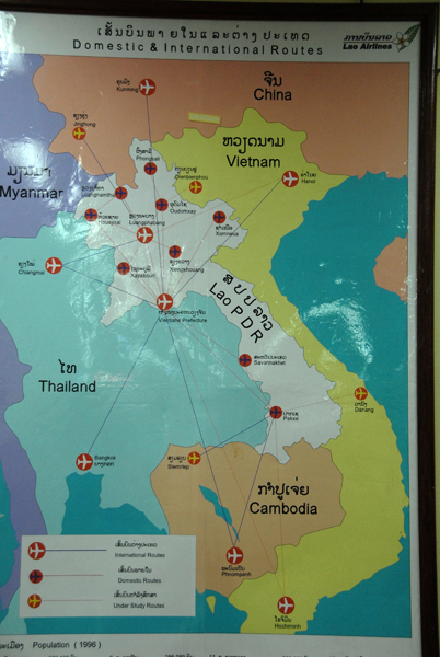 Map of air service in Laos