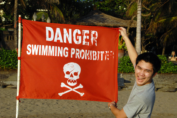 Seminyak uses the Australian swim between the flags system with many areas off limits