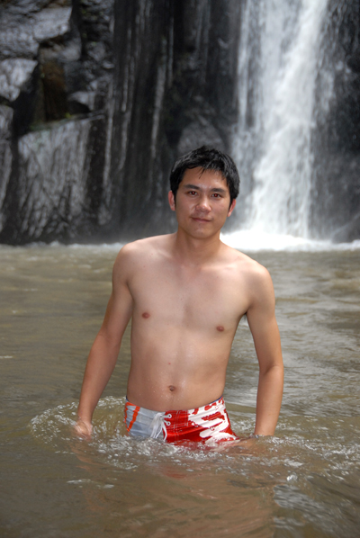 Jeng and the waterfall