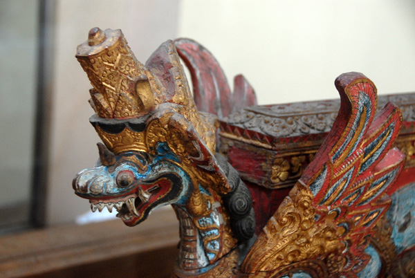 Ornate carved wooden container for a Balinese calendar