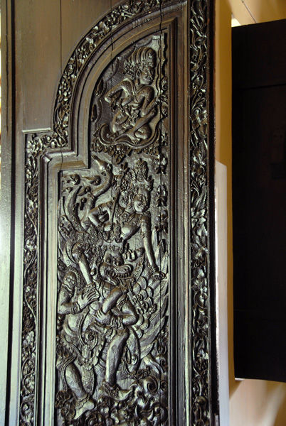 Carved wooden doors to the Gedung Karangasem