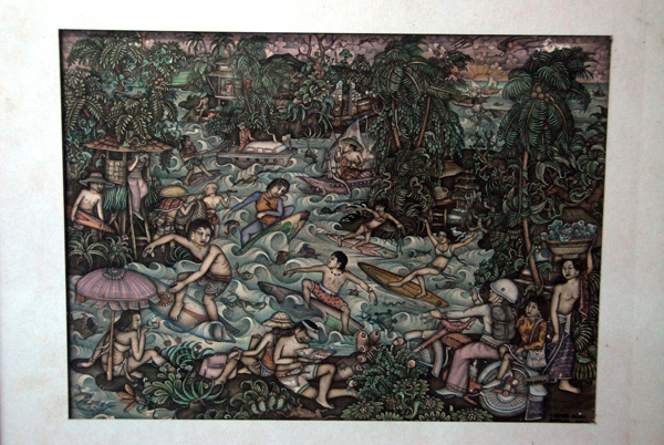 Balinese painting showing surfers, Bali Museum