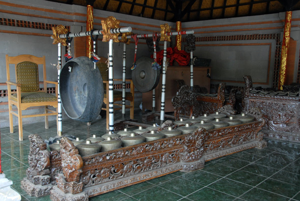 Traditional Balinese musical instruments at the temple Pura Jagatnatha, Denpasar