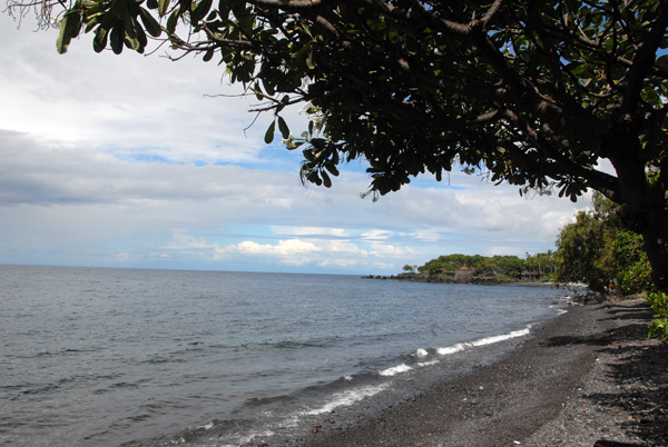 The rocky volcanic beach at Tulamben, northeast Bali, more for scuba divers than sunbathers